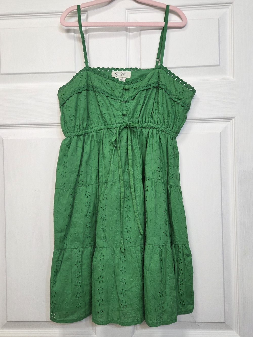 Jessica Simpson Green Eyelet Tiered Dress